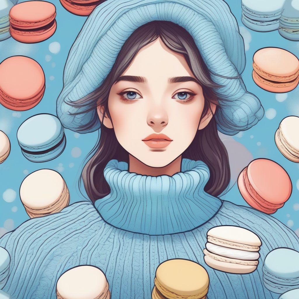 治愈系卡通人像：如何用AI画出粗线条针织毛衣质感的少女特写