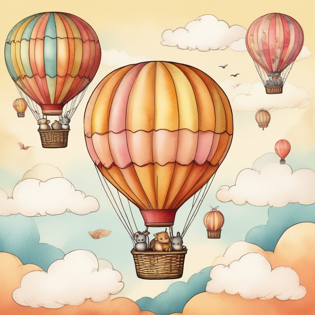 🎈治愈系旅行！热气球上的小动物，复古绘本风，朋友圈背景图！