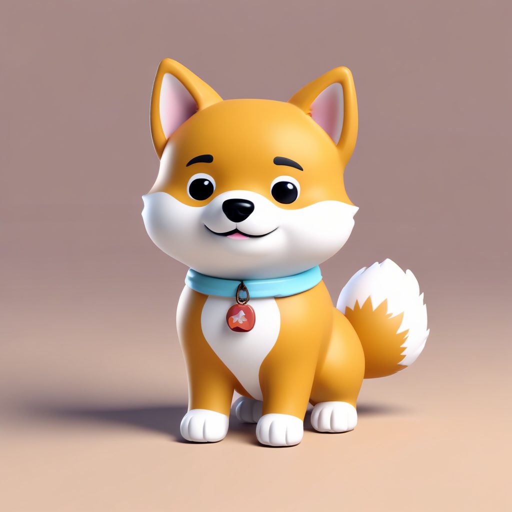 治愈系盲盒：超萌柴犬Q版卡通，C4D粘土风全身站姿头像生成！