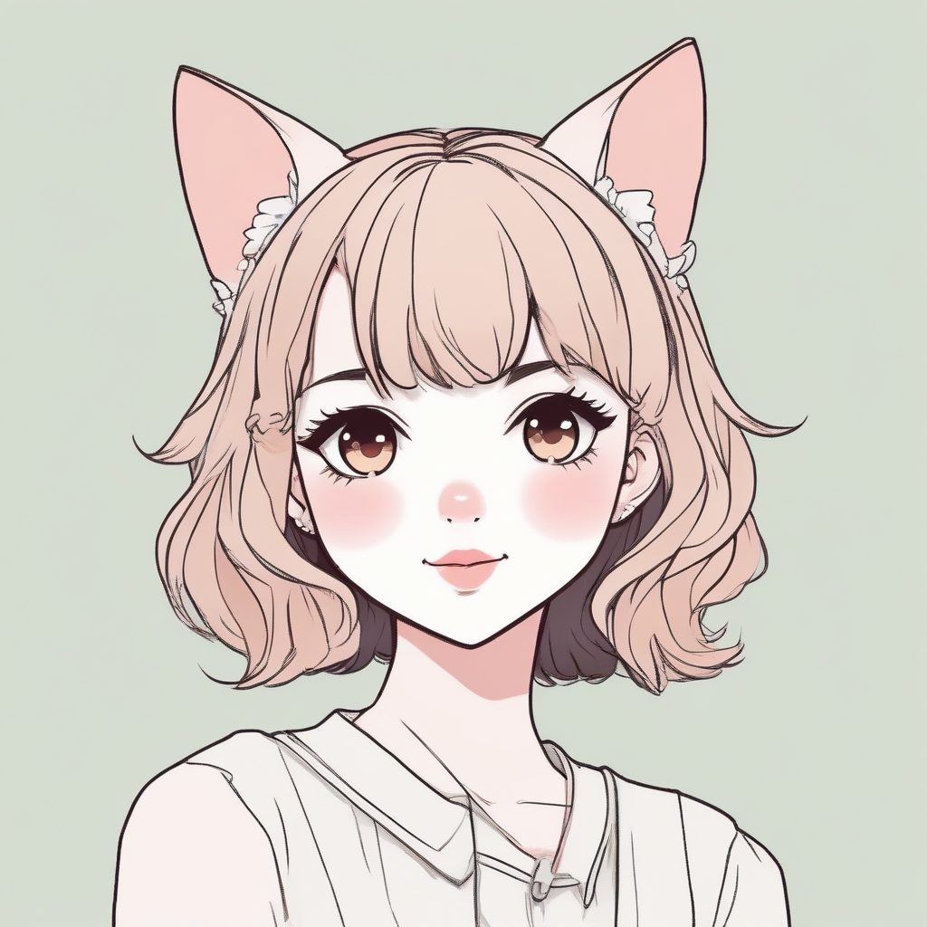 治愈系“猫系女友”头像：极简猫耳少女与温柔纯色背景的AI创作