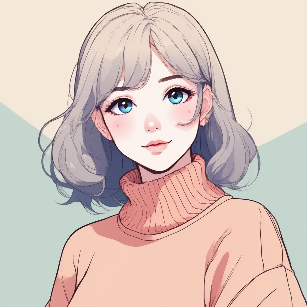 🌸治愈系毛衣少女！日系冬日穿搭插画，温暖感壁纸！