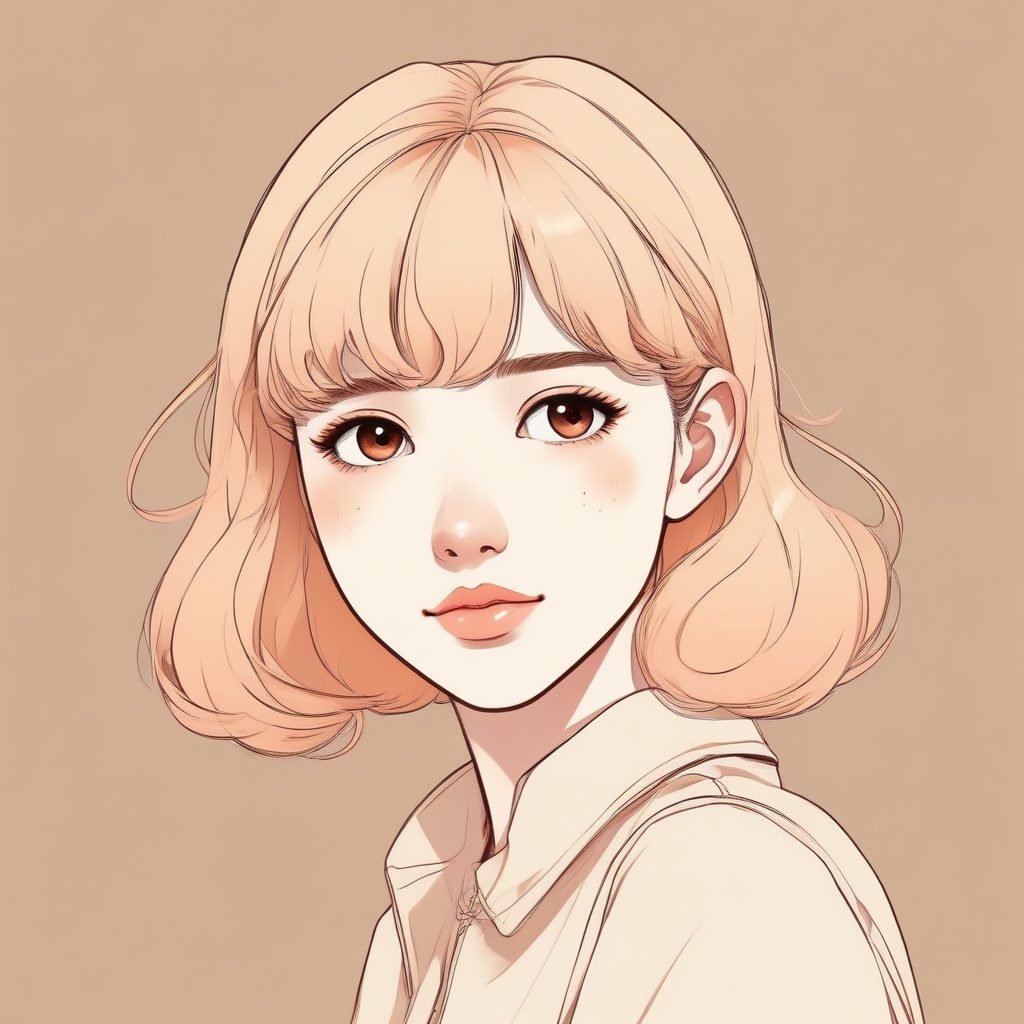 治愈系暖杏色！🍑 极简线条日系少女肖像，温暖Vibe图生成公式！