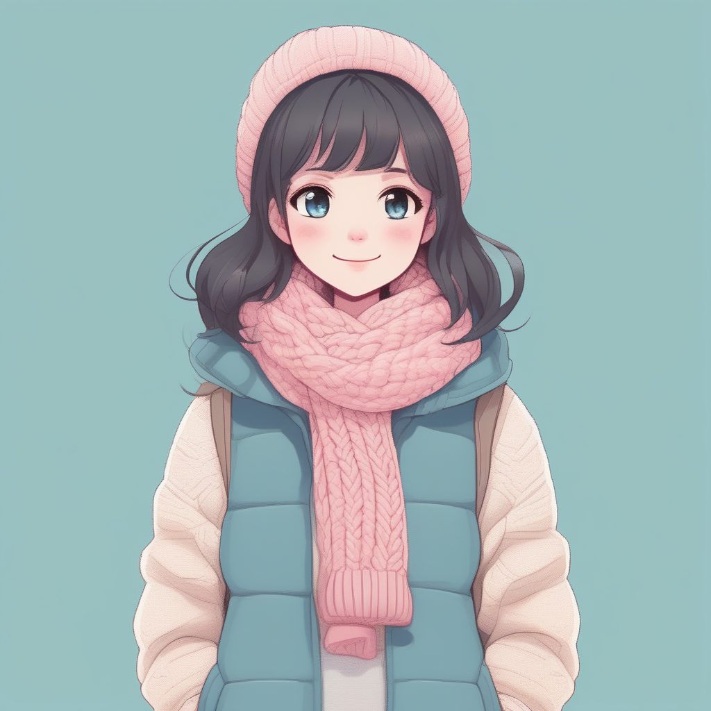 治愈系Q版冬季穿搭:生成低饱和度毛衣围巾全身插画教程