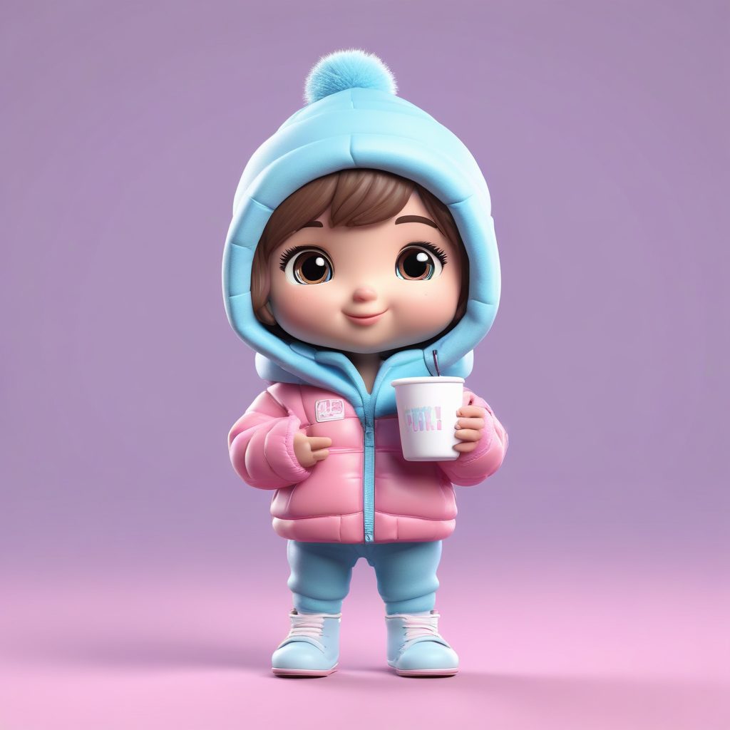 治愈系Q版冬日穿搭:AI教你画粉色羽绒服女孩与热可可