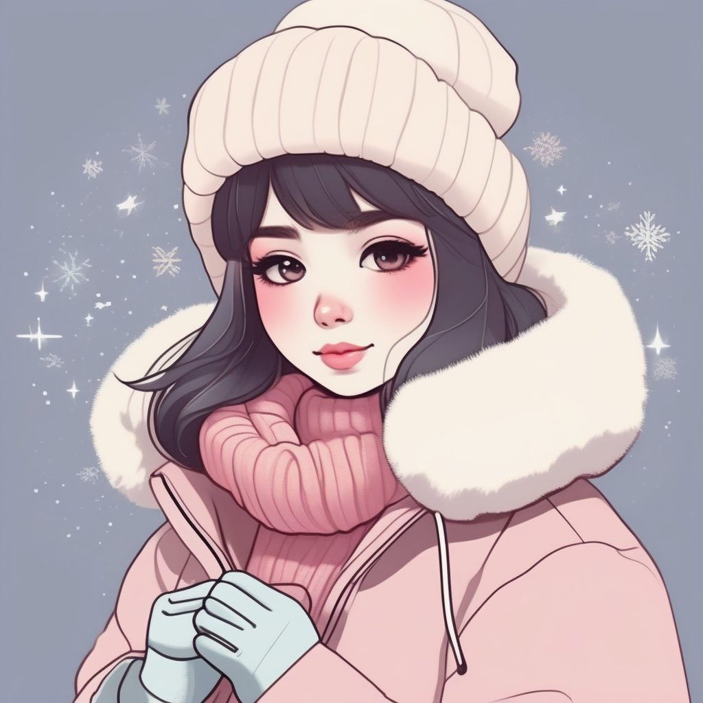治愈系Q版冬装:高领毛衣与毛绒边外套的简约风AI绘图技巧