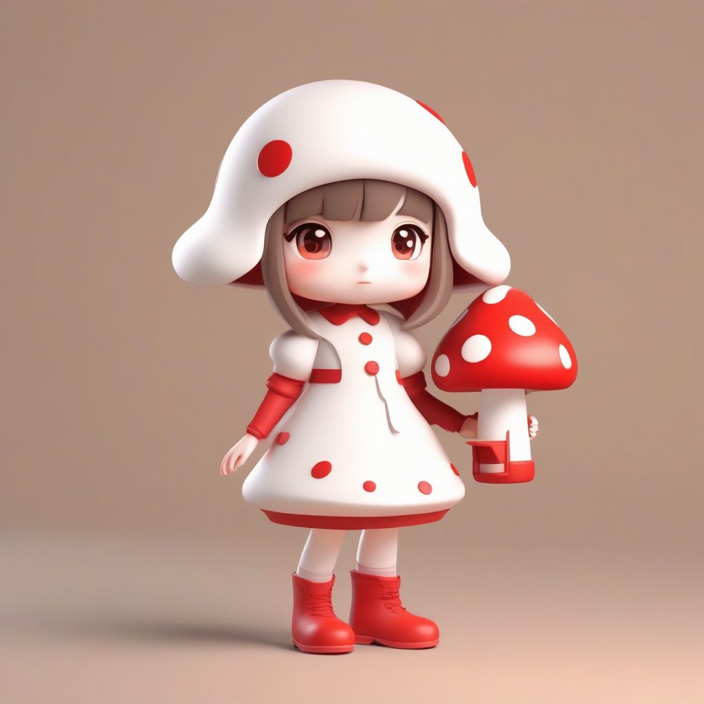 治愈系Q版蘑菇女孩:粘土质感与柔和光线下的3D渲染秘籍