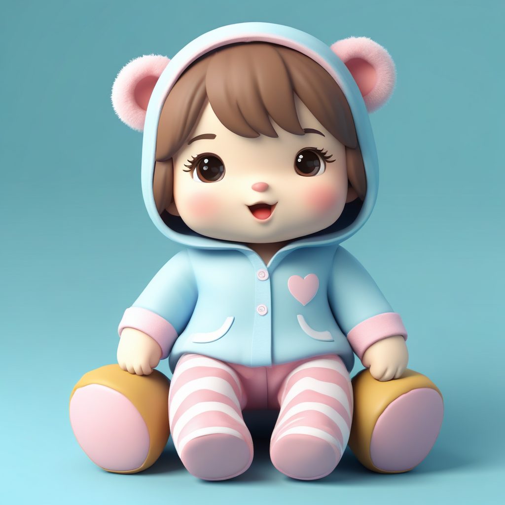 治愈系：Q版人物抱着泰迪熊的安心拥抱姿势生成