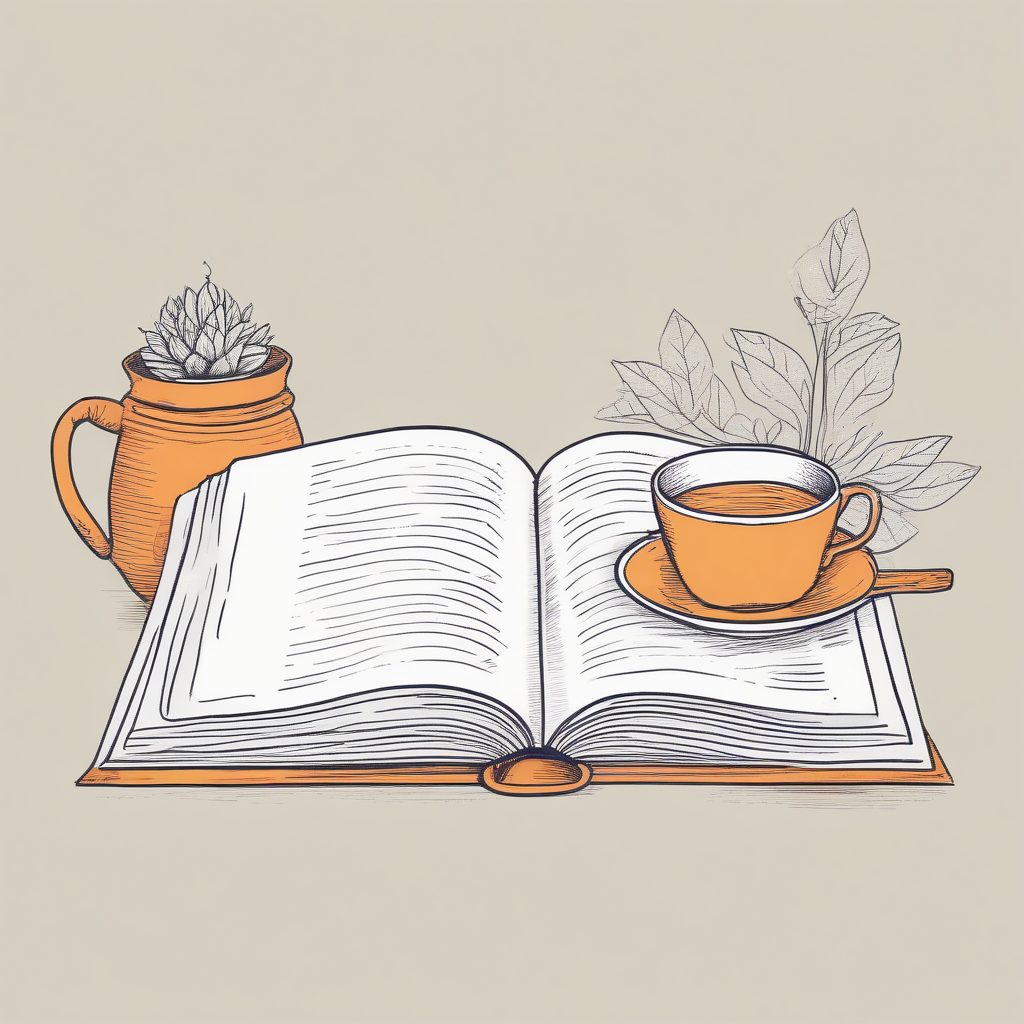 治愈系日常：极简线条下的书本与阅读，故事书插画风