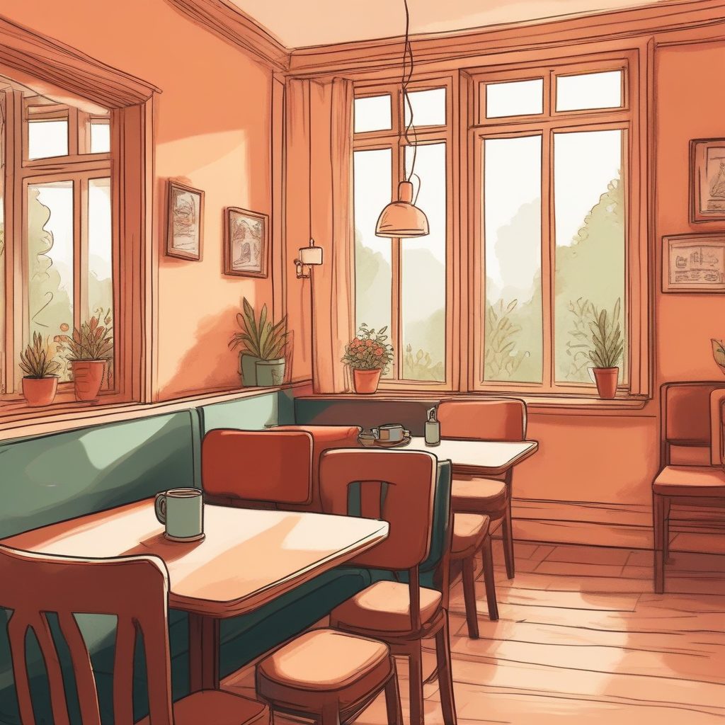 治愈系手绘：INS风极简咖啡馆插画，蜡笔质感，秒变手机壁纸