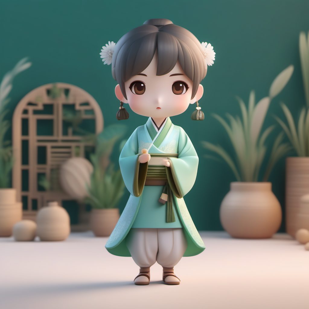 治愈系宋制汉服褙子:8K高清极简动漫角色全身照AI提示词大全