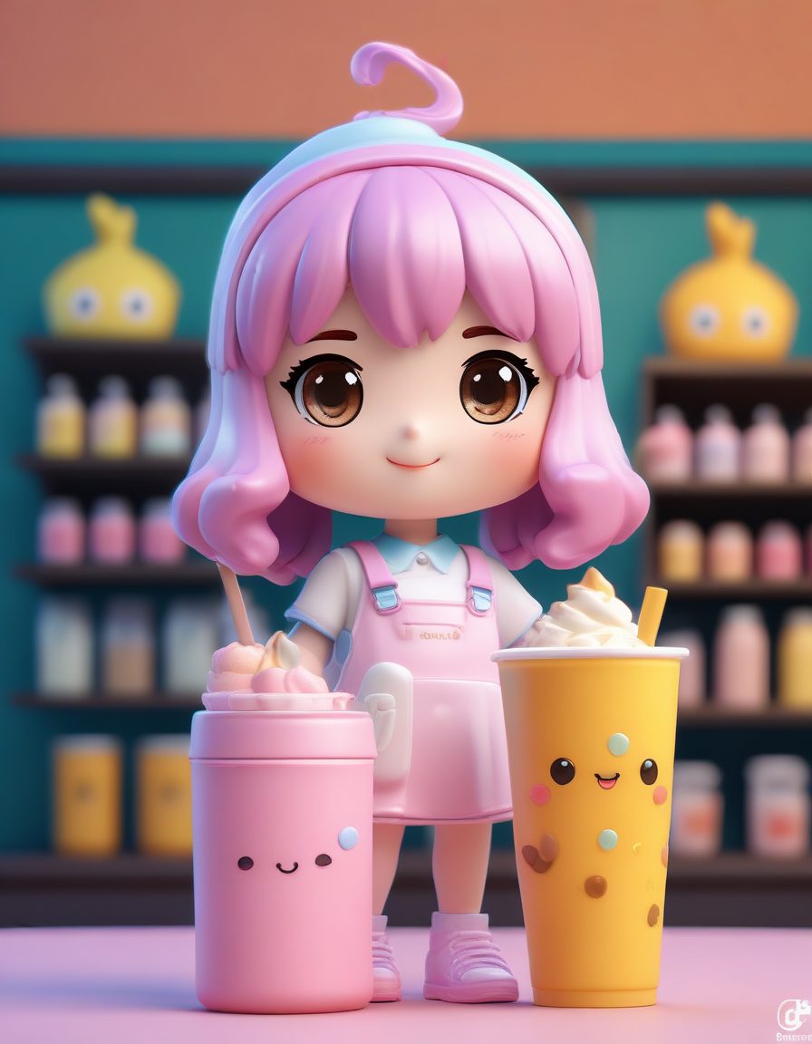 🥤治愈系甜品盲盒!C4D黏土风Q版奶茶女孩全身像,表情超萌,出图率绝高!