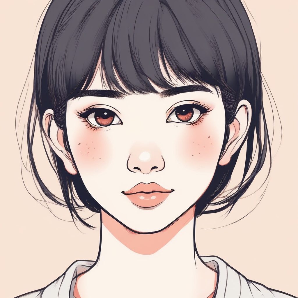 治愈系头像：彩色铅笔手绘，日系少女元气腮红，极简构图