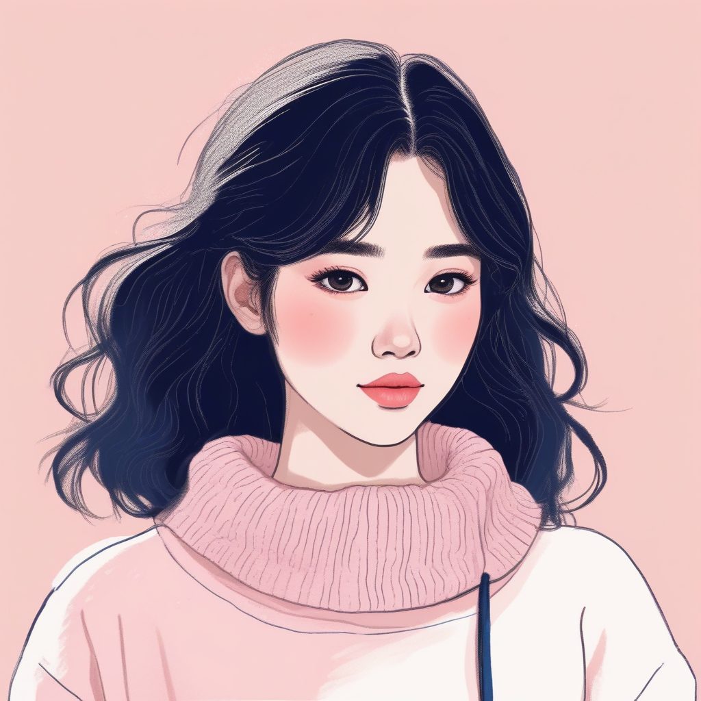 治愈系头像生成！蜡笔风格极简日系少女，纯色背景，自带童话感