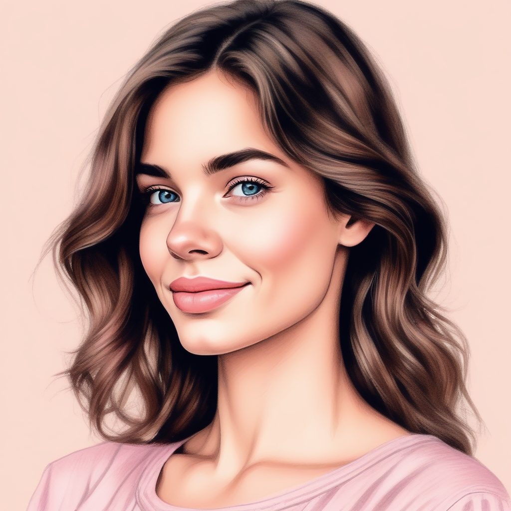 治愈系微笑:AI绘制温柔极简的粉蓝系少女肖像特写