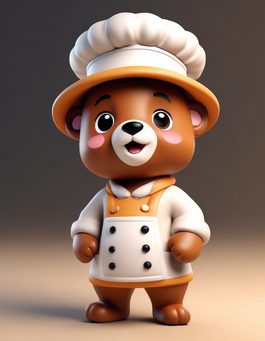 🎉治愈系小熊厨师Q版！C4D黏土风全身站姿，超元气表情包，收藏必备！