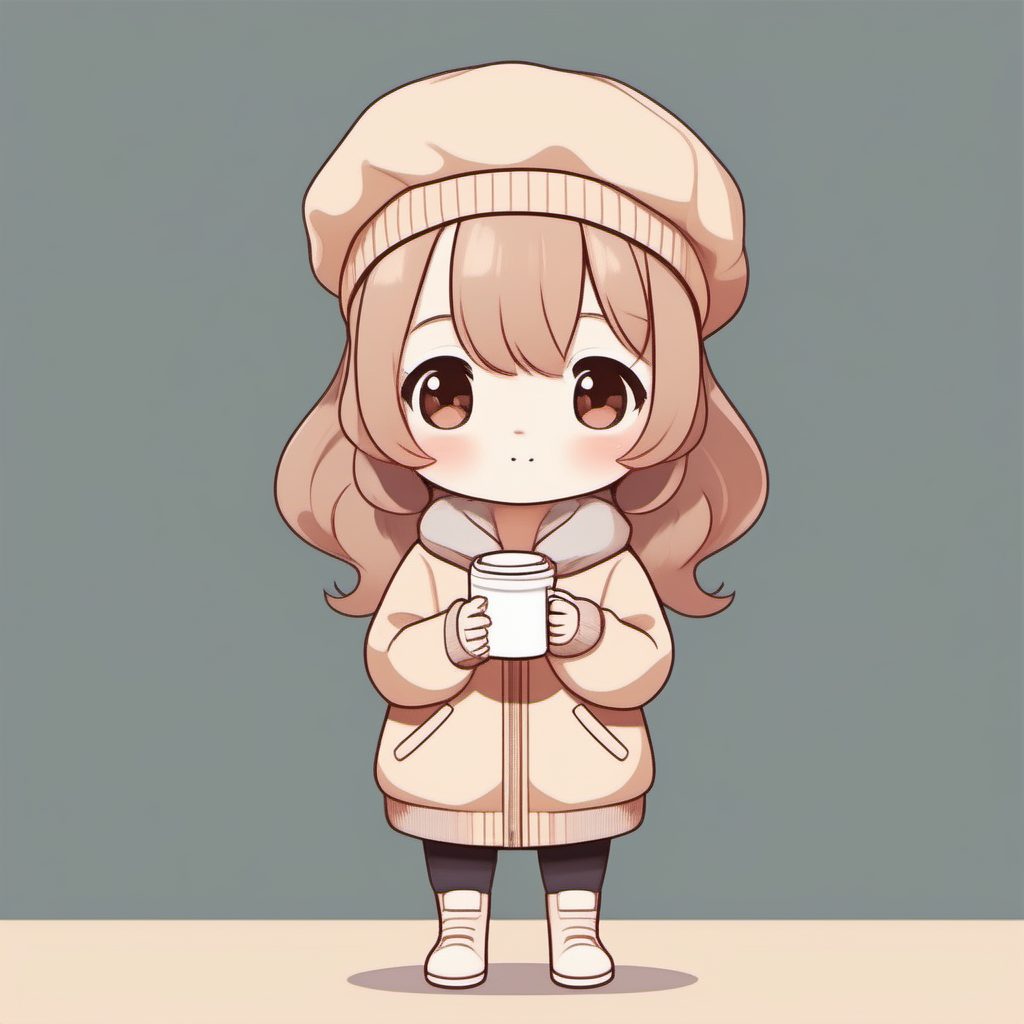 治愈系学院风Q版女孩：柔和马卡龙色全身插画提示词大全