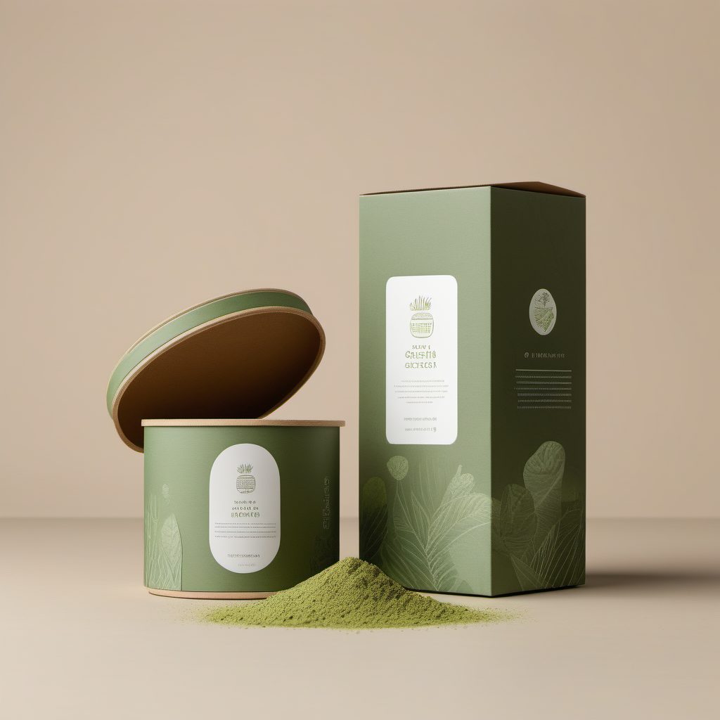 治愈系：有机抹茶粉套装环保包装3D渲染教程