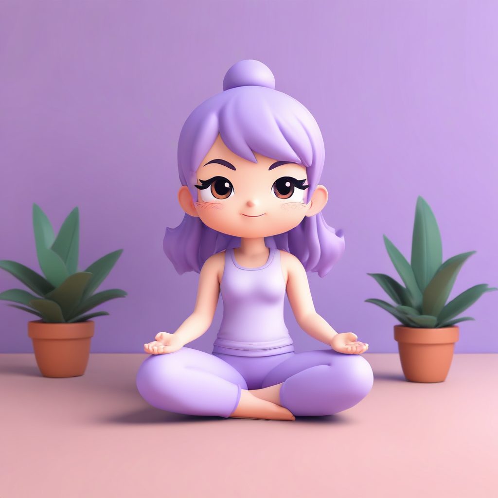 🧘‍♀️治愈系瑜伽Chibi！平衡动态姿势，平静表情，柔和光影壁纸