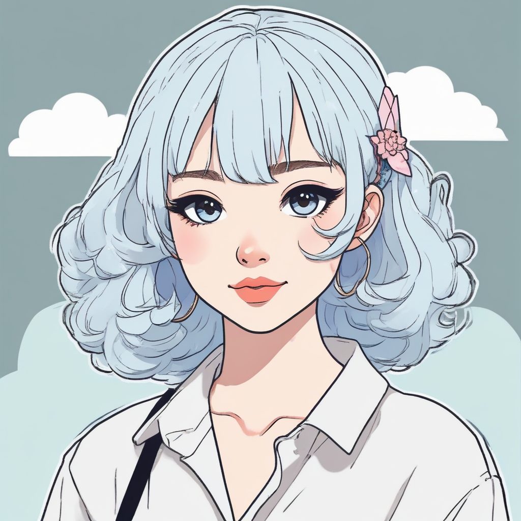 治愈系“云朵发饰”少女头像：温柔配色与厚描边风格