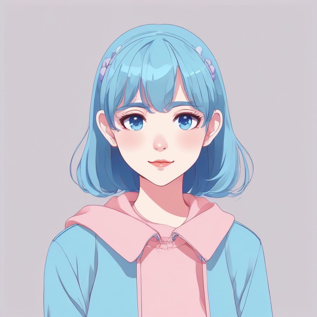 治愈系撞色美学！🍓 低饱和度红蓝CP色，极简线条日系少女肖像生成！