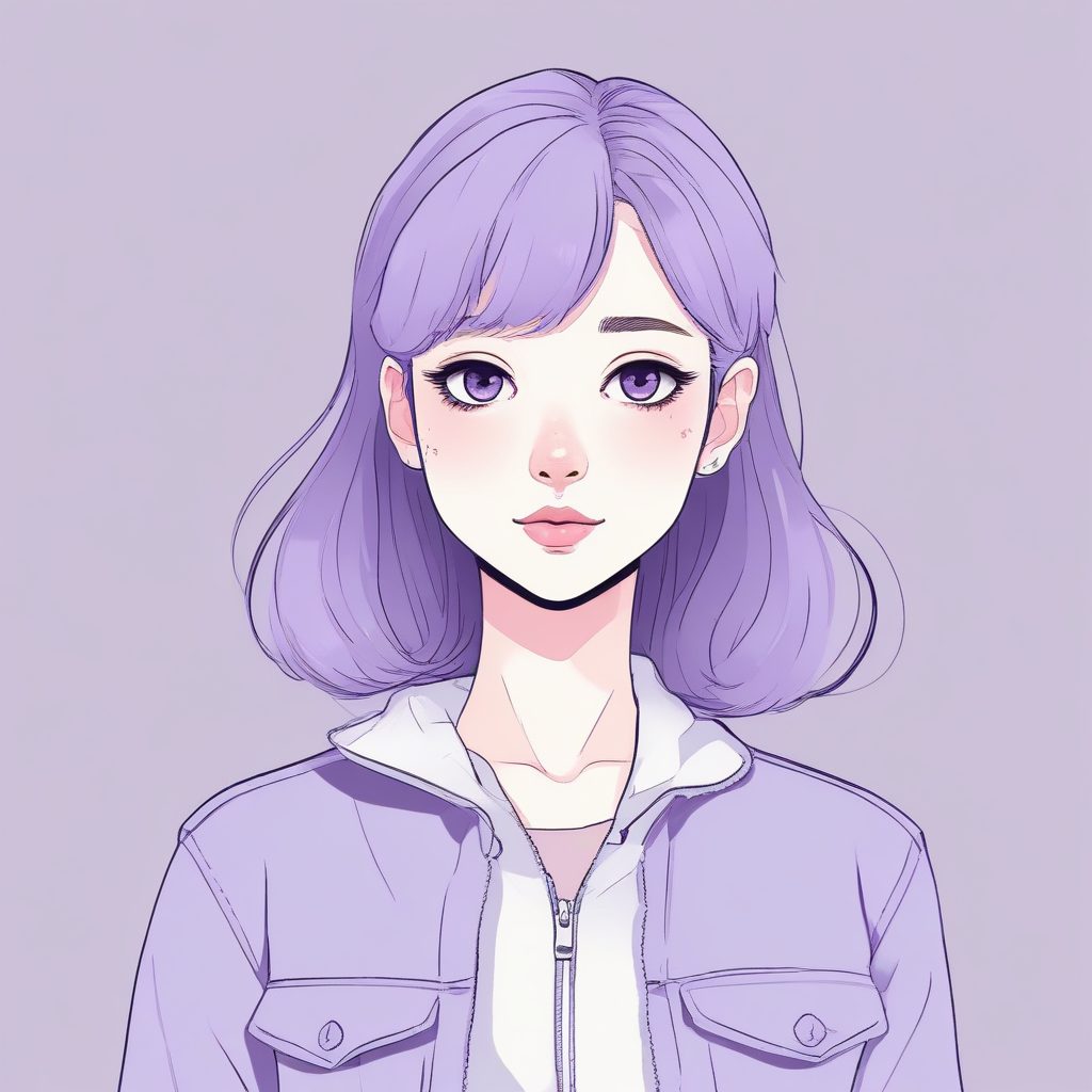 💜治愈薰衣草紫 | 可爱A字裙少女全身线稿图,清新壁纸速收