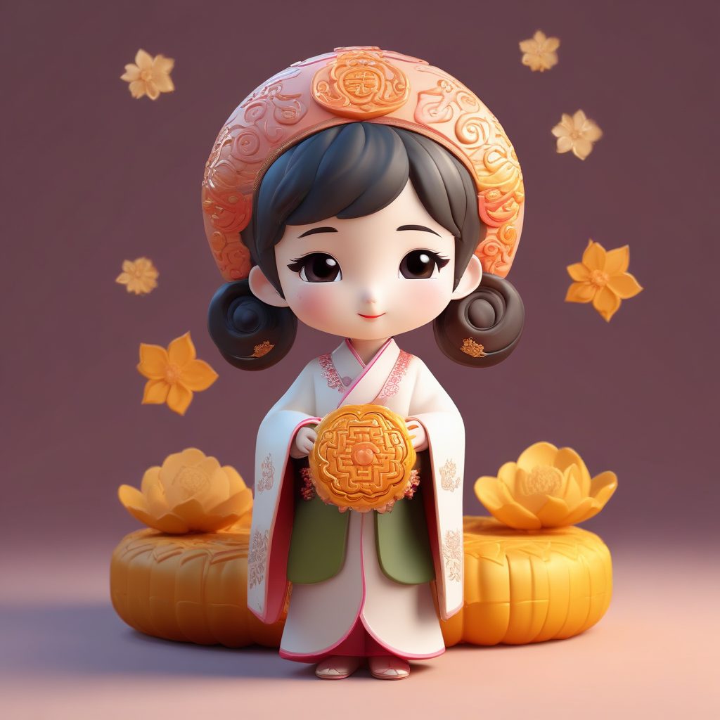 中秋节Q版: 怀抱月饼的思念表情萌图制作 (全身)