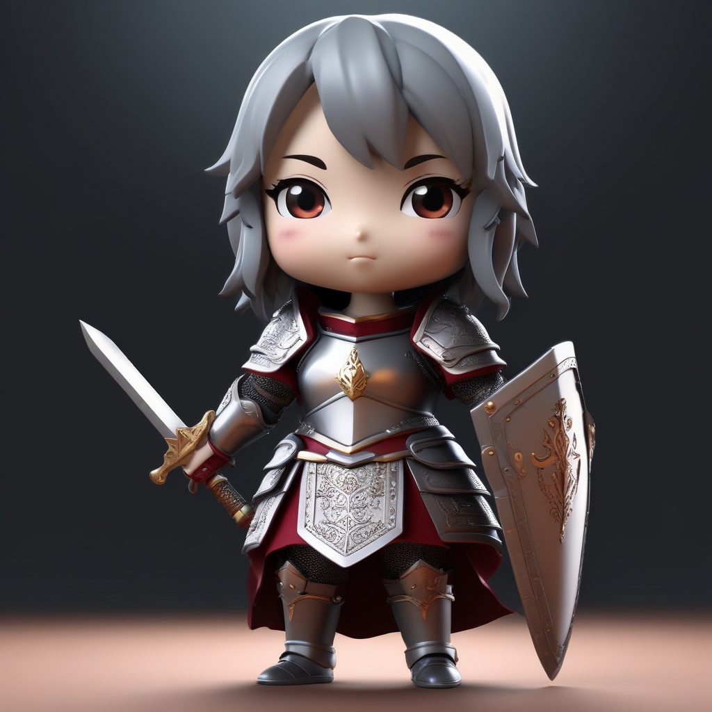 中世纪骑士Q版AI绘画: 迷你盔甲少女3D渲染技巧