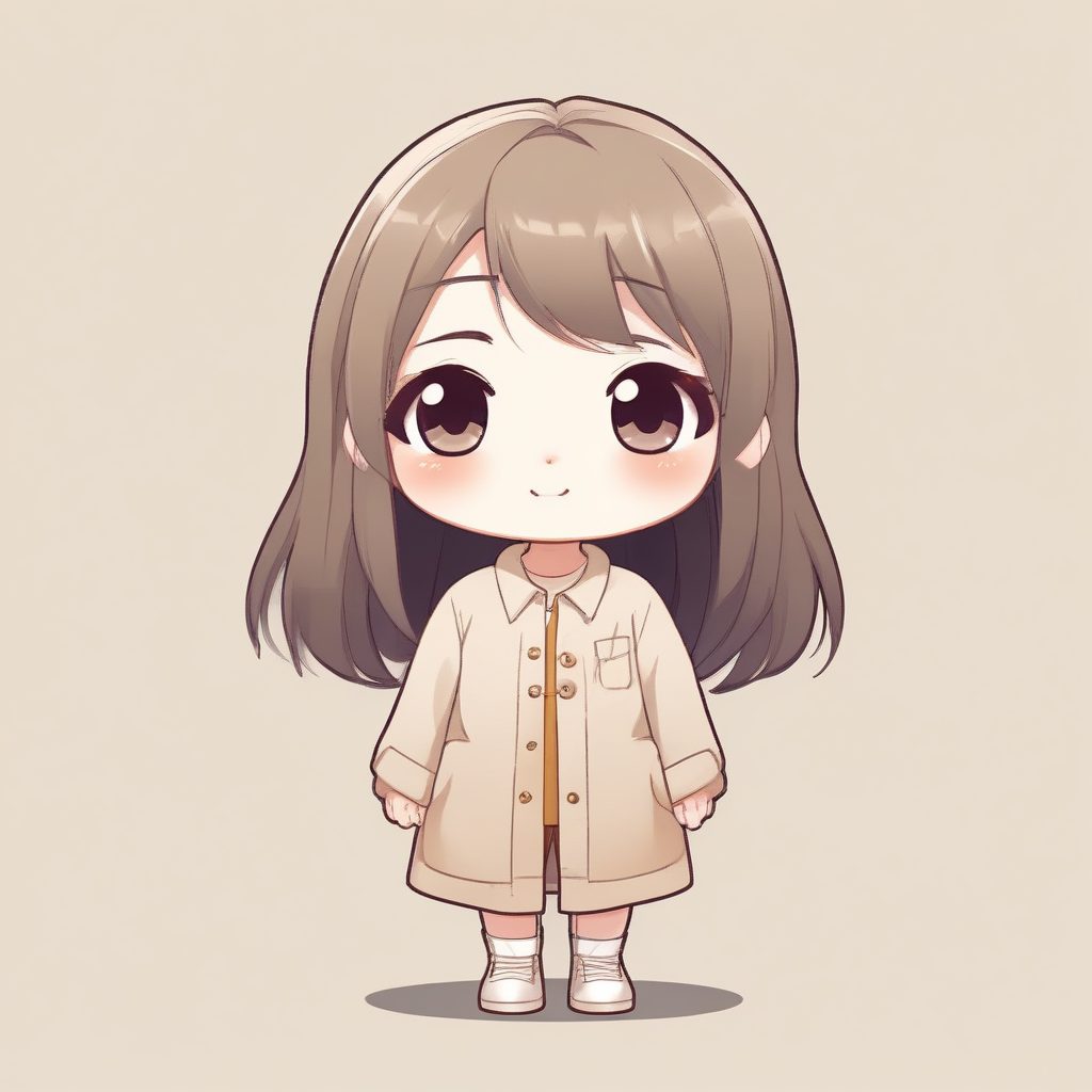 🌾自然亚麻风Chibi：复古文艺Q版全身像，纯米色背景