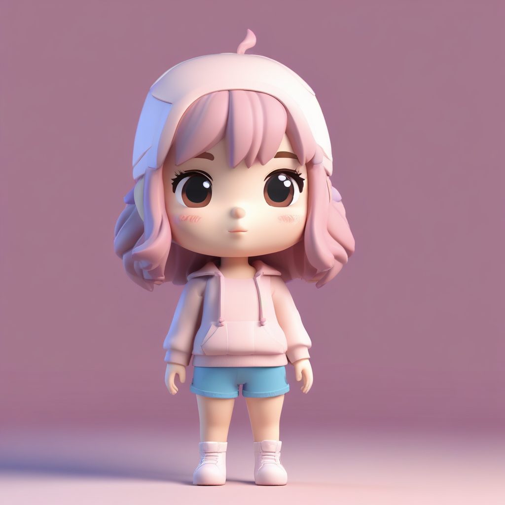 自信时尚!叉腰动作Q版少女的3D分层穿搭全身渲染