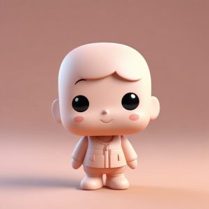 🎁3D盲盒建模感！极简治愈系Q版人偶全身像，可商用✨