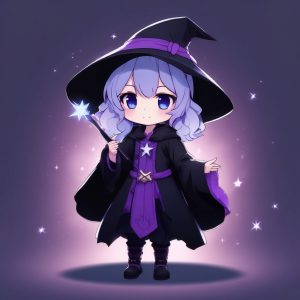 🌙暗黑系魔法少女Q版！全网最酷3D盲盒提示词，拒绝甜腻！