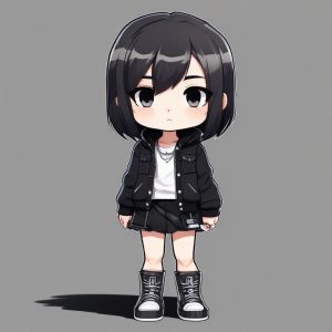 🖤暗黑系甜酷Chibi：黑白灰街头风插画，高级头像制作！