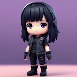 🌙暗夜Techwear Q版：战术少女的冷酷自拍姿势🕶️