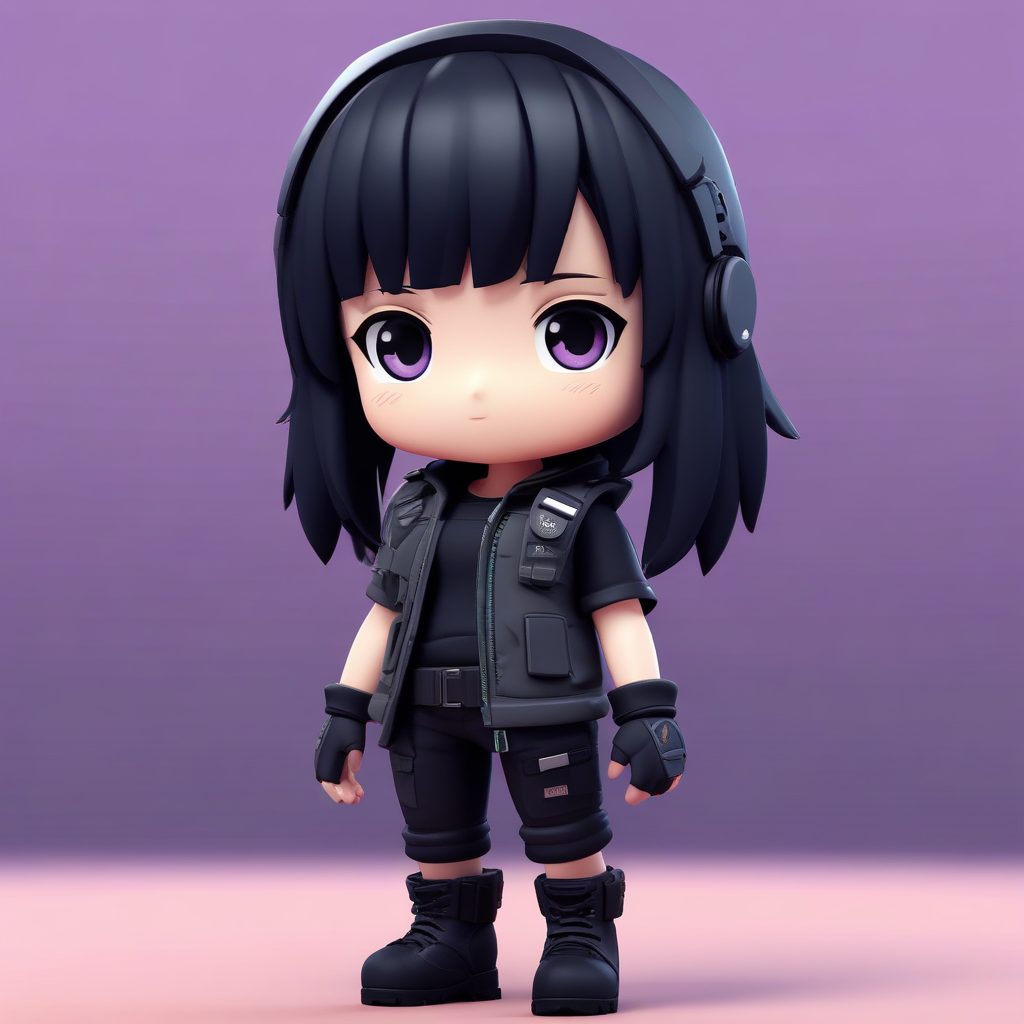 🌙暗夜Techwear Q版：战术少女的冷酷自拍姿势🕶️