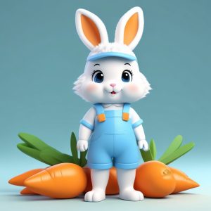 🐰爆肝！Q版兔耳娘抱着胡萝卜盲盒公仔,软萌到犯规！
