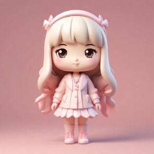 💖爆款Q版盲盒：奶油粉色时尚少女！全身站姿可做头像！