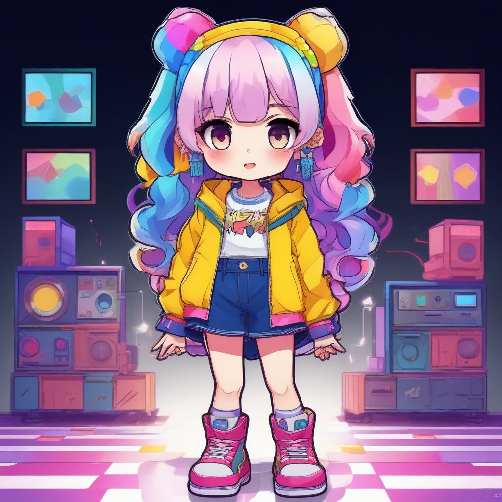 🌈彩虹系Decora Chibi：高饱和度原宿风插画，小众壁纸！