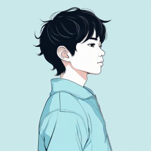 💙侧颜杀！日系蓝调少年感插画，干净线条高级感MAX