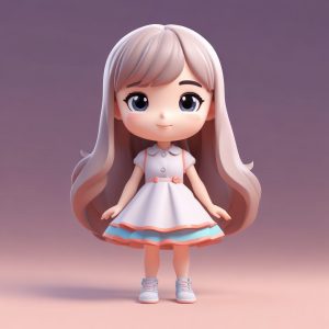🔥超 cute Q版时尚女孩头像 | 纯色背景AI设计✨