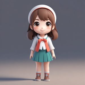 🔥超 cute Q版兔耳娘全身AI绘画！C4D粘土风盲盒设计，高细节8K背景纯色