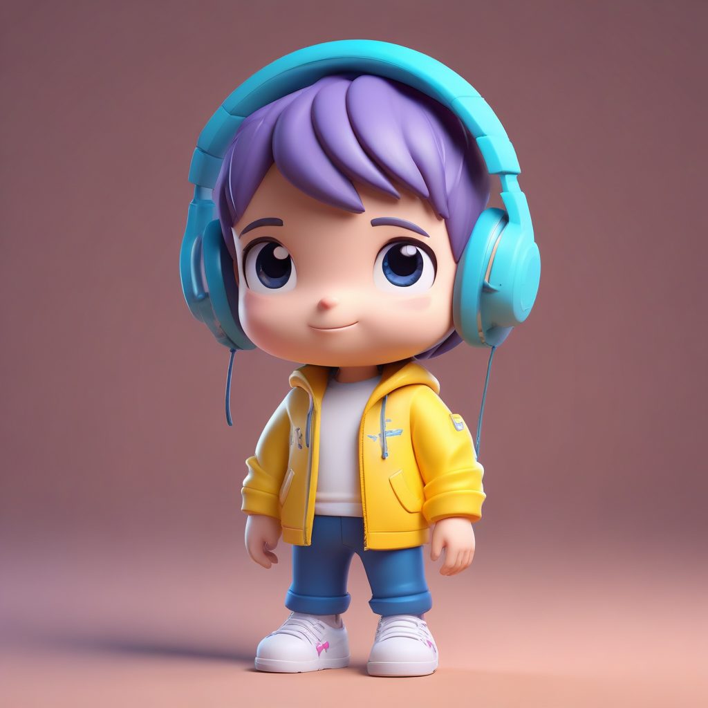 🎧🔥超大耳机Q版音乐少年！极简立绘C4D渲染头像分享✨