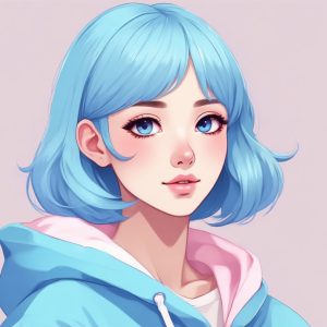 🎀超可爱极简风少女头像：冰淇淋蓝色系治愈穿搭，直接用！