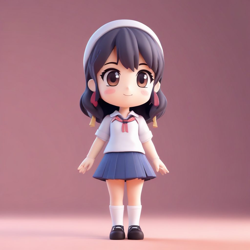 🔥超可爱JK制服Q版手办生成！3D粘土风正太小姐姐全身照AI绘画提示词