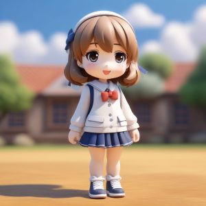 🔥超萌Q版JK制服！C4D粘土风单人全身照，完美适配头像与壁纸