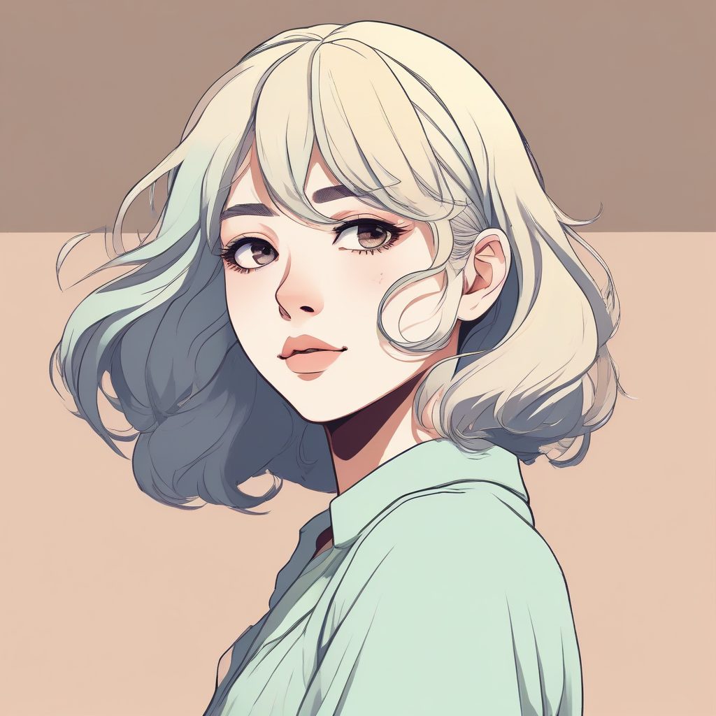 ✨超适合头像！极简动漫少女纯色背景肖像生成🔥