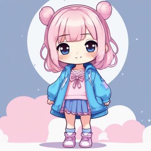 💫纯欲天花板：无辜表情Q版少女全身像, 打造日系高级感！
