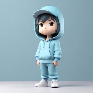 👟CityBoy潮流来袭！Q版日系街头少年盲盒，酷帅粘土风全身提示词