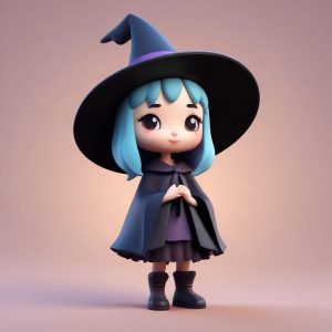 ✨戴着魔法帽的Q版极简小女巫，3D渲染盲盒风格头像推荐🌸