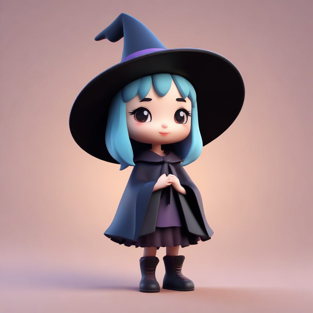 ✨戴着魔法帽的Q版极简小女巫，3D渲染盲盒风格头像推荐🌸