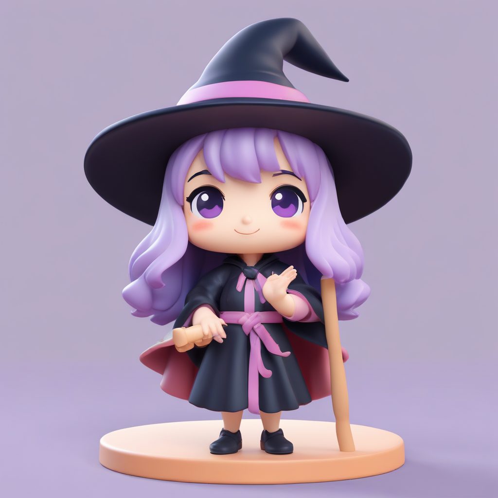 ✨戴着魔法帽的Q版小女巫头像 | 极简风3D建模设计 🧙♀️
